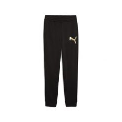 Damskie spodnie dresowe Essentials z metalicznym wykończeniem PUMA. Czarne spodnie sportowe damskie Puma, xs, z bawełny, na fitness i siłownię. Za 390.00 zł.