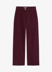 Spodnie twillowe z kantem i wpuszczaną kieszanią. Czerwone spodnie materiałowe damskie bonprix, bez wzorów, eleganckie. Za 149.99 zł.