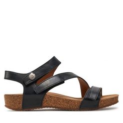 Sandały Josef Seibel. Czarne sandały damskie Josef Seibel, bez wzorów, bez obcasa, na płaskiej podeszwie. Za 359.99 zł.