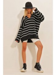 Trend Alaçatı Stili Sweter w kolorze czarno-białym rozmiar: onesize. Białe swetry klasyczne damskie Trend Alaçatı Stili, bez kołnierzyka. Za 78.99 zł.