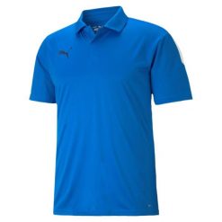 Koszulka męska Puma teamLIGA Sideline Polo. Niebieskie t-shirty sportowe męskie Puma, m, z jeansu, bez ramiączek, do piłki nożnej. Za 119.00 zł.