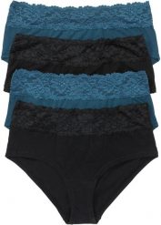 Figi maxi z miekkiej bawełny (4 pary). Czarne figi damskie bonprix, bez wzorów, z bawełny. Za 67.99 zł.