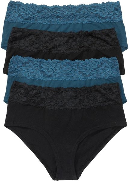 Figi maxi z miekkiej bawełny (4 pary). Czarne figi damskie bonprix, bez wzorów, z bawełny. Za 67.99 zł.
