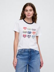 GAP Koszulka w kolorze białym rozmiar: XL. Białe bluzki damskie GAP, xl, bez wzorów, z bawełny, bez kołnierzyka. Za 52.67 zł.