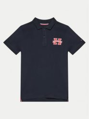 Tommy Hilfiger Polo KB0KB09029 Granatowy Regular Fit. Niebieskie t-shirty chłopięce Tommy Hilfiger, bez wzorów, z bawełny, bez ramiączek. Za 149.99 zł.