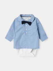 NAME IT Body dziecięce 13222835 Błękitny Regular Fit. Niebieskie body niemowlęce Name it, bez wzorów, z bawełny, bez ramiączek. Za 69.99 zł.
