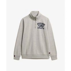 Sweter z zamkiem błyskawicznym Superdry Vintage Athletic. Szare swetry męskie Superdry., na zimę, m, bez wzorów, z polaru, bez kołnierzyka. Za 389.65 zł.
