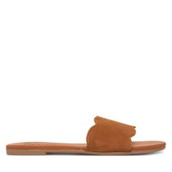 Klapki Pieces. Brązowe klapki damskie Pieces, bez wzorów, bez obcasa. Za 129.99 zł.