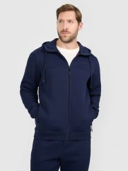 4F Bluza dresowa rozpinana z kapturem męska - granatowa XL. Niebieskie bluzy z kapturem męskie 4f, m, z dresówki. Za 179.99 zł.