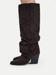DeeZee Kozaki CEO-WS25288-01 Brązowy ciemny. Brązowe kozaki damskie DeeZee, z materiału, bez obcasa, na słupku. Za 249.99 zł.