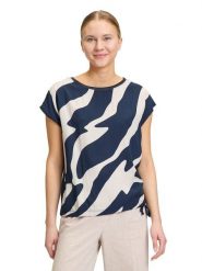 BETTY & CO Koszulka w kolorze granatowo-białym rozmiar: XXL. Niebieskie bluzki damskie Betty & Co., xxl, bez wzorów, bez kołnierzyka. Za 69.99 zł.