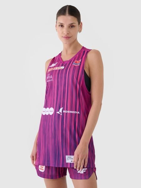 4F Koszulka meczowa replika wyjazdowa z sezonu 2024/25 damska 4F x KS Basket 25 Bydgoszcz - multikolor XL. Białe bluzki sportowe damskie 4f, l, bez wzorów, z dzianiny, bez ramiączek. Za 199.99 zł.