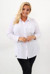 Klasyczna biała koszula Charo do pracy PLUS SIZE XXL. Białe koszule damskie Nasi partnerzy, m, bez wzorów, z elastanu, biznesowe, bez kołnierzyka, plus size, bez ramiączek. Za 199.90 zł.