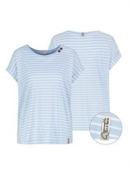 Sublevel Koszulka w kolorze błękitno-białym rozmiar: S. Białe bluzki damskie Sublevel, s, bez wzorów, z bawełny, bez kołnierzyka, bez ramiączek. Za 52.79 zł.