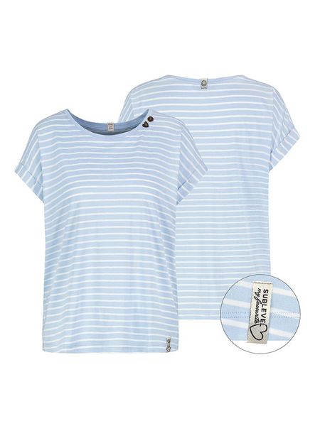 Sublevel Koszulka w kolorze błękitno-białym rozmiar: S. Białe bluzki damskie Sublevel, s, bez wzorów, z bawełny, bez kołnierzyka. Za 62.03 zł.