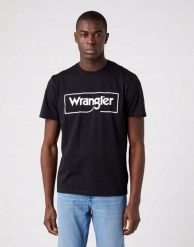 WRANGLER FRAME LOGO TEE MĘSKI T-SHIRT KOSZULKA LOGO NADRUK W70JD3100 112319290. Czarne t-shirty męskie Wrangler, m, bez wzorów, z bawełny, bez kołnierzyka. Za 69.99 zł.