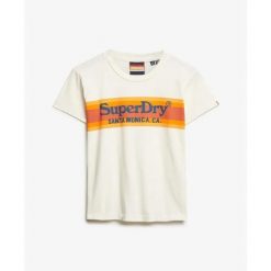 Damska dopasowana koszulka Superdry Venue Outdoors. Białe t-shirty damskie Superdry., m, z aplikacjami, z jeansu, bez kołnierzyka. Za 134.25 zł.