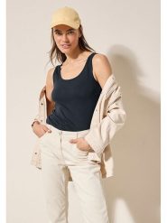 Cecil Top w kolorze granatowym rozmiar: XL. Niebieskie topy damskie Cecil, xl, bez wzorów, z bawełny, bez kołnierzyka. Za 59.95 zł.