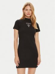 Guess Sukienka codzienna V4YK02 KCDH1 Czarny Regular Fit. Czarne sukienki damskie Guess, na co dzień, l, z aplikacjami, z bawełny, bez kołnierzyka, bez ramiączek, proste. Za 269.99 zł.