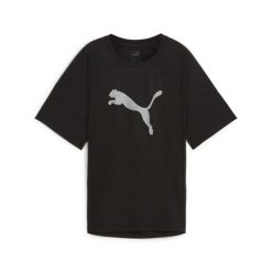 Damska koszulka z nadrukiem EVOSTRIPE PUMA Black. Czarne bluzki damskie Puma, xl, bez wzorów, sportowe, bez kołnierzyka, bez ramiączek. Za 186.00 zł.