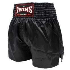 Spodenki do boksu tajskiego Twins Special Tte001. Czarne szorty męskie TWINS, bez wzorów, z satyny. Za 302.00 zł.