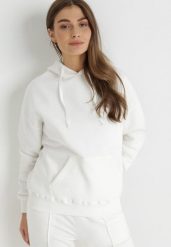 Biała Bluza Kangurka z Polarem Fasa. Białe bluzy bez kaptura damskie Born2be, xl, z dzianiny. Za 39.99 zł.