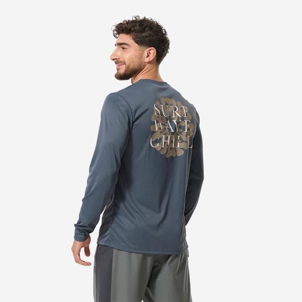 Koszulka UV surfingowa męska Decathlon Water T-shirt Surfwchill długi rękaw. Szare koszulki męskie z długim rękawem Decathlon, l, z dzianiny. Za 59.99 zł.
