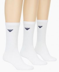 Skarpety męskie Emporio Armani Calza 3-Pack. Białe skarpetki męskie EMPORIO ARMANI CONNECTED, bez wzorów, z bawełny. Za 93.90 zł.
