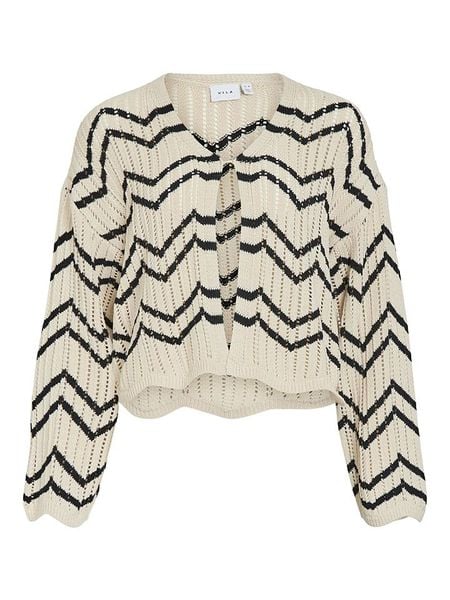 Vila Kardigan "Autra" w kolorze kremowo-czarnym rozmiar: S. Brązowe kardigany damskie Vila, s, bez wzorów. Za 69.91 zł.