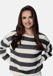 Bluza w paski B-MAGNE. Białe bluzy bez kaptura damskie Volcano, m, z jeansu. Za 159.99 zł.