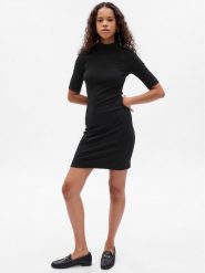Gap Sukienka dzianinowa 792860-01 Czarny Slim Fit. Czarne sukienki damskie GAP, xl, bez wzorów, z bawełny, bez kołnierzyka, bez ramiączek. Za 269.99 zł.