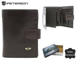 Portfel skórzany PETERSON PTN 22308L-VT czarny. Czarne portfele męskie Peterson, bez wzorów. Za 101.99 zł.