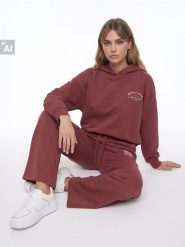 Spodnie dresowe wide leg z bawełną - pomarańczowy. Brązowe spodnie sportowe damskie Sinsay, l, z bawełny. Za 39.99 zł.