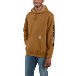 Bluza sportowa męska z kapturem Carhartt Midweight Sleeve Logo Hooded. Brązowe bluzy sportowe męskie Carhartt, bez wzorów, casualowe, bez kołnierzyka, bez ramiączek. Za 272.99 zł.