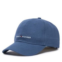Czapka z daszkiem Tommy Hilfiger. Niebieskie czapki z daszkiem damskie Tommy Hilfiger, bez wzorów. Za 189.99 zł.