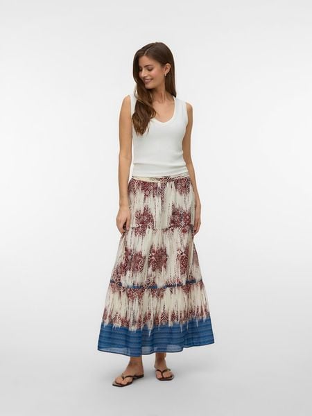 Vero Moda Spódnica w kolorze beżowo-jasnobrązowo-niebieskim rozmiar: M. Brązowe spódniczki damskie Vero Moda, m, bez wzorów, z bawełny, maxi. Za 113.63 zł.