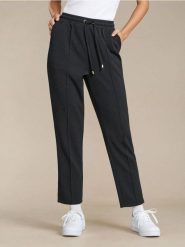 Spodnie z przeszyciami soft touch - czarny. Czarne spodnie materiałowe damskie Sinsay, bez wzorów. Za 49.99 zł.