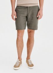 PAKO LORENTE - Lniane szorty męskie w kolorze zielonym. Zielone szorty męskie Pako Lorente, ze lnu, bez kołnierzyka. Za 249.99 zł.