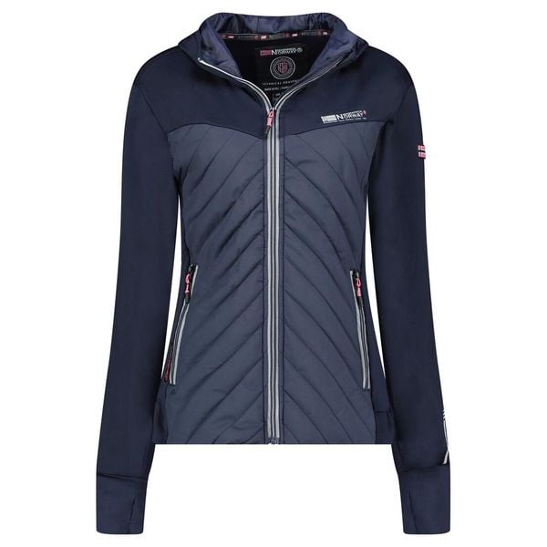 Geographical Norway Softshell TRIANGLE NAVY / PINK DB LADY 024 (WY3257F/GN/Navy. Niebieskie kurtki softshell damskie Geographical Norway, bez wzorów, z softshellu, bez kaptura. Za 159.00 zł.