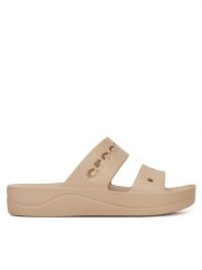 Crocs Klapki BAYA PLATFORM SANDAL 208188-212 Beżowy. Brązowe klapki damskie Crocs, bez wzorów, z syntetyku, bez obcasa. Za 199.99 zł.