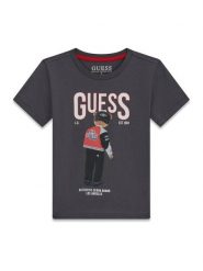 Guess T-Shirt N6RI05 K8HM4 Szary Regular Fit. Szare t-shirty chłopięce Guess, z aplikacjami, z bawełny, bez ramiączek. Za 99.99 zł.