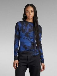 G-Star Koszulka w kolorze czarno-niebieskim rozmiar: L. Czarne bluzki damskie G-Star, l, bez wzorów, z bawełny, retro, bez kołnierzyka, bez ramiączek. Za 86.99 zł.