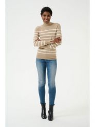 CULTURE Sweter w kolorze beżowym rozmiar: S. Brązowe golfy damskie Culture, s, z wiskozy, bez kołnierzyka. Za 86.99 zł.