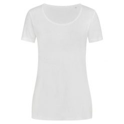 Koszulka Damska Finest Cotton T-shirt. Białe bluzki damskie Stedman, bez wzorów, sportowe, bez kołnierzyka, bez ramiączek. Za 32.99 zł.