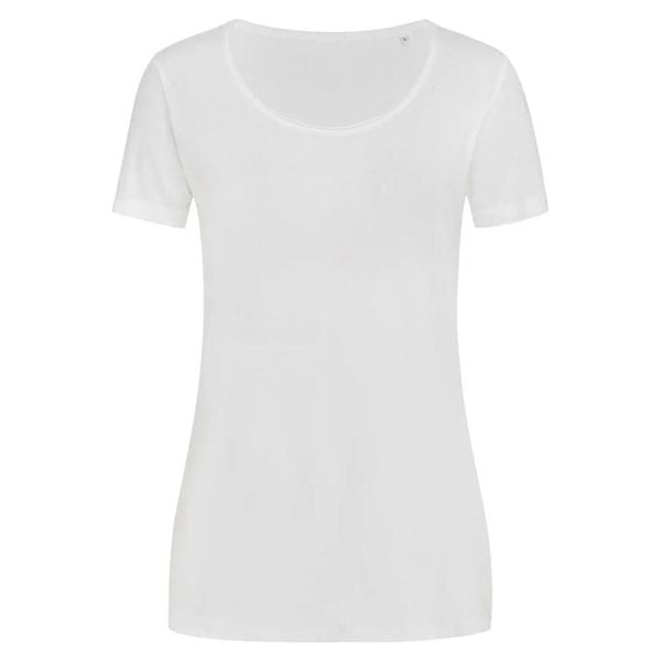 Koszulka Damska Finest Cotton T-shirt. Białe bluzki damskie Stedman, bez wzorów, sportowe, bez kołnierzyka, bez ramiączek. Za 32.99 zł.