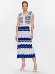 Morgan Sukienka dzianinowa 231-RMGUI Niebieski Regular Fit. Niebieskie sukienki damskie Morgan, s, bez wzorów, z dzianiny, bez kołnierzyka, bez ramiączek. Za 419.99 zł.