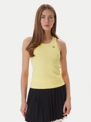 Lacoste Top TF5388 Żółty Slim Fit. Żółte topy damskie Lacoste, bez wzorów, z bawełny, bez ramiączek. Za 289.99 zł.