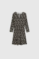 Wzorzysta sukienka czarna. Czarne sukienki damskie MOODO, l, bez wzorów, z elastanu, bez kołnierzyka, bez ramiączek. Za 119.99 zł.