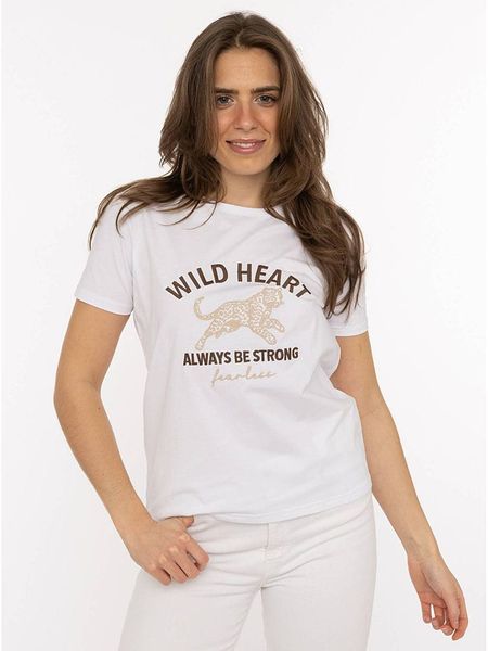 Zwillingsherz Koszulka "Wild Heart" w kolorze białym rozmiar: XXL. Białe bluzki damskie Zwillingsherz, xxl, bez wzorów, z bawełny, bez kołnierzyka, bez ramiączek. Za 87.19 zł.