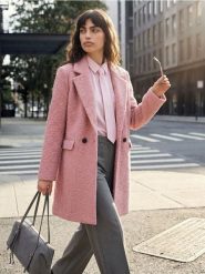 Płaszcz teddy - różowy. Czerwone płaszcze damskie Sinsay, l, bez wzorów. Za 129.99 zł.
